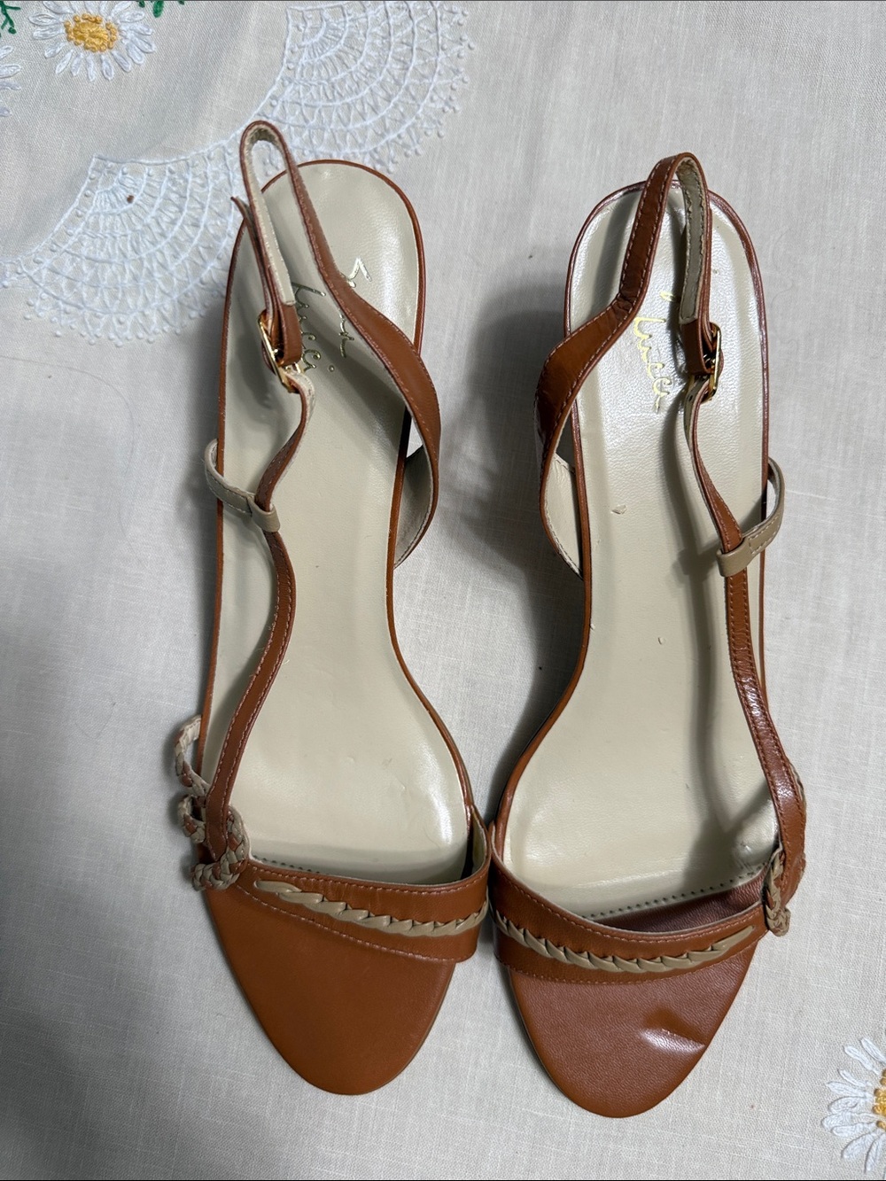 Women's Tan Braided Slingback Sandals
